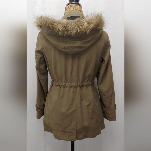 Loft Fur Hood Zip-up Parka Anorak Jacket Sz XSP 19" Pit to Pit - Picture 4 of 13